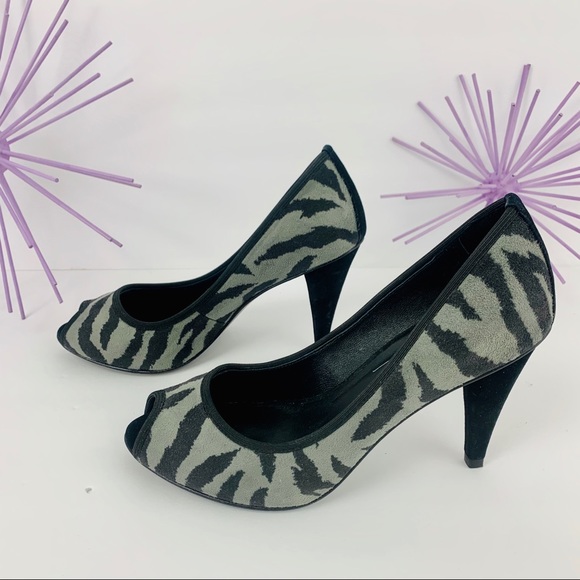 Donald J. Pliner /Animal Print Black Gray Peep-toe - Picture 6 of 8
